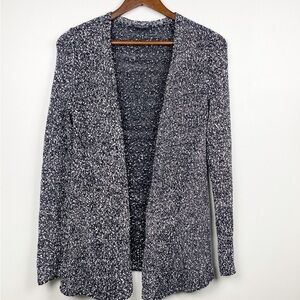 Women's Black and White Open Front Sweater